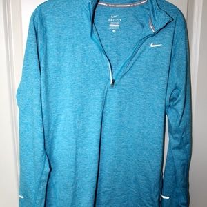 Nike Dri-Fit Quarter Zip Top in Aqua Size L